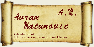 Avram Matunović vizit kartica